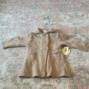 Edgehill Collection Baby Tan Double-Breasted Knit Coat size 9m